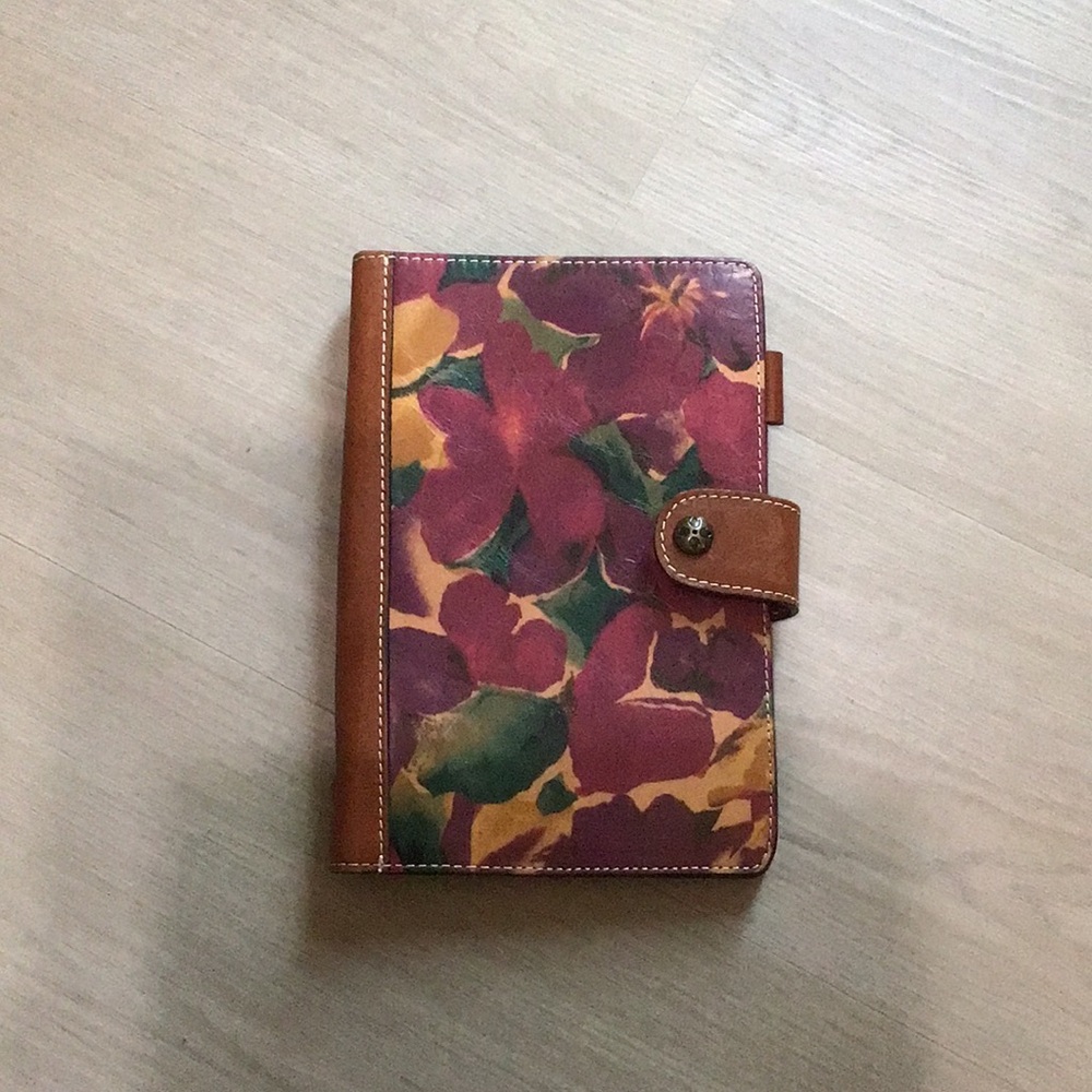 Patricia Nash Floral Leather Notebook in Burgundy, Green, Tan